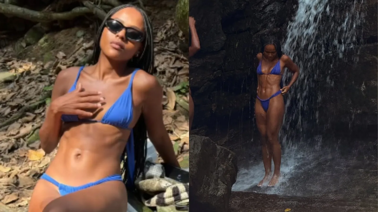 Duda Santos curte cachoeira durante pausa nas gravações de novela