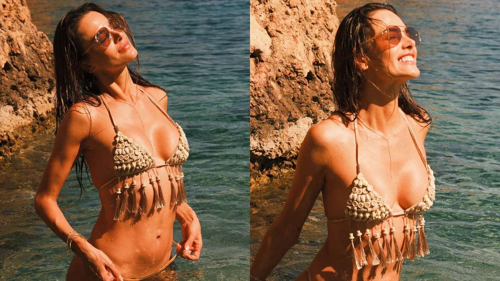 Alessandra Ambrosio compartilha registros de dia de praia nas redes sociais