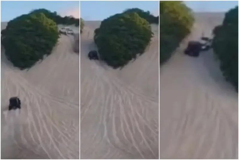 Turistas colidem na descida de duna durante passeio em Nísia Floresta