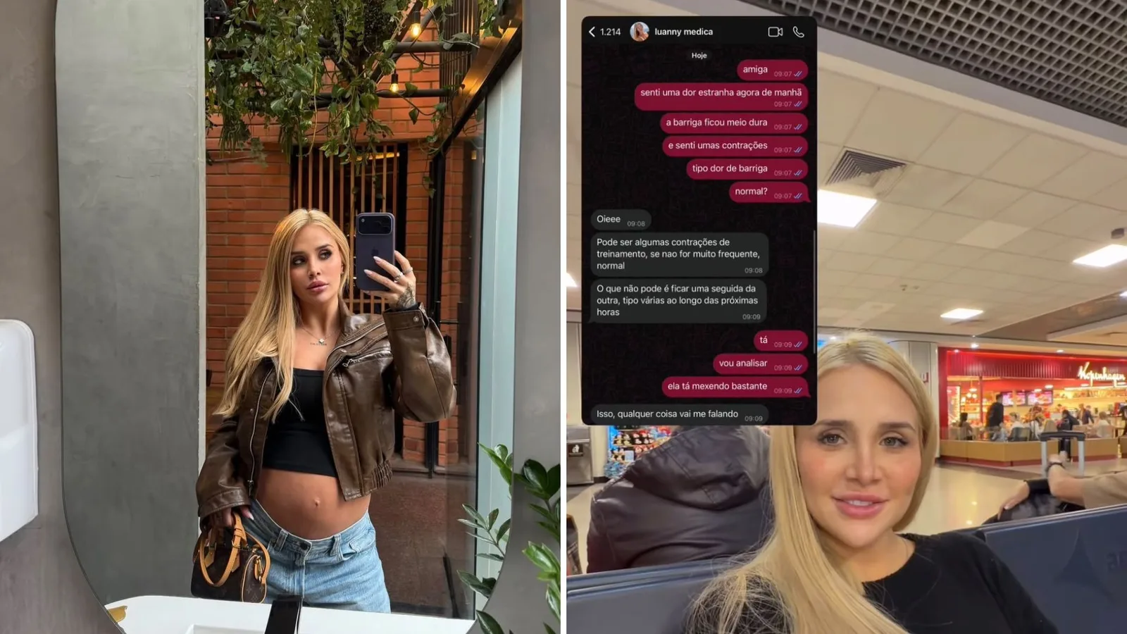 Bruna Rotta sente dor na barriga durante viagem e recebe orientação médica