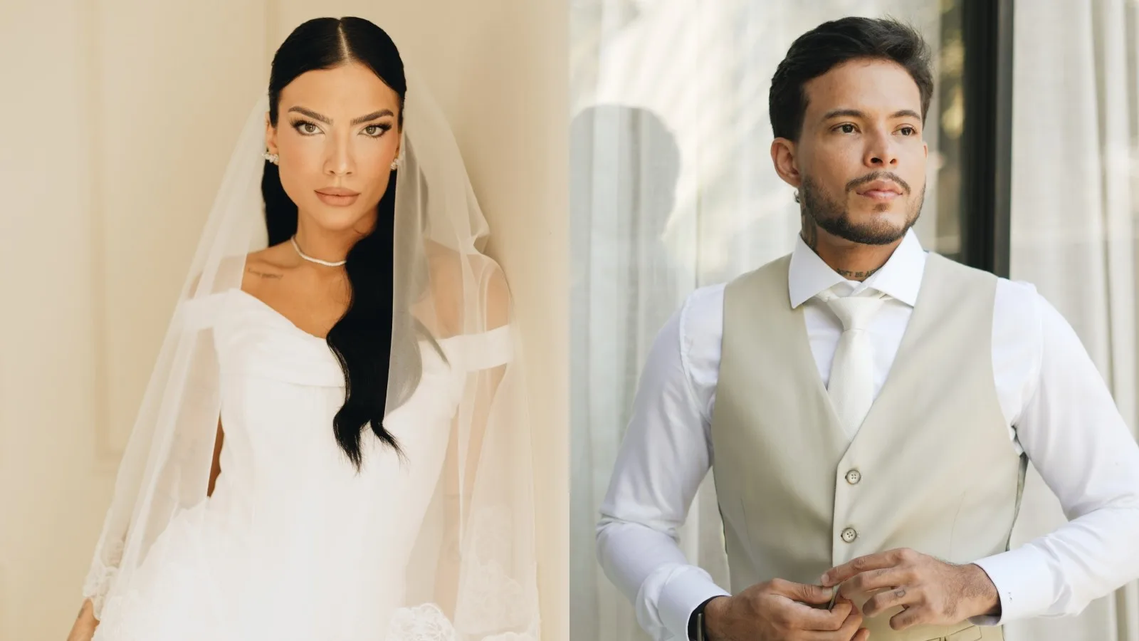 Duda Kropf e Felipe Amorim escolhem looks sob medida para casamento civil