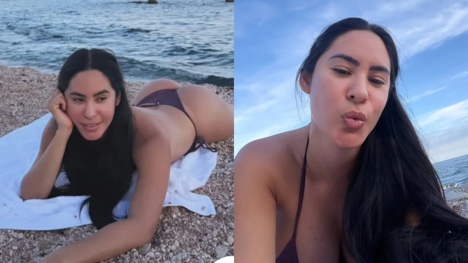 Isabelle Nogueira nega topless durante passeio por praia na Itália
