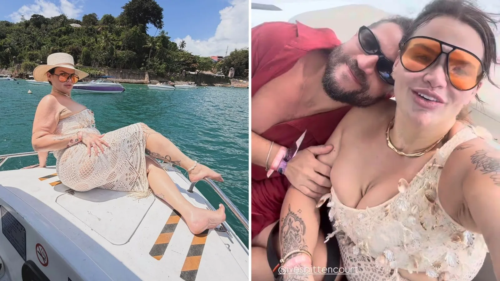Thais Carla curte passeio de lancha em Morro de São Paulo