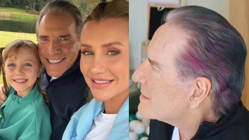 Roberto Justus ganha mechas coloridas em brincadeira com a família