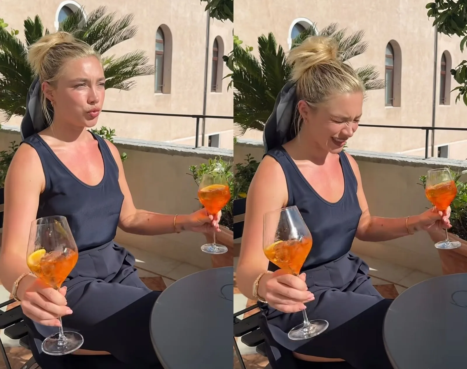 Florence Pugh compartilha vídeo descontraído com drinks em Veneza