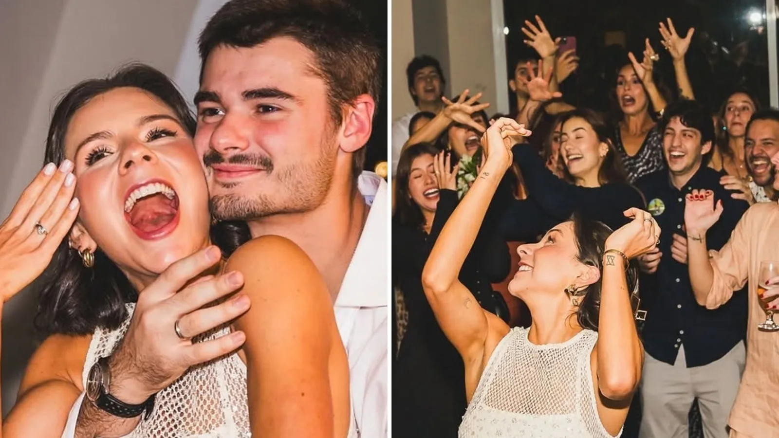 João Assunção celebra noivado com Giovanna Vieira ao lado das irmãs