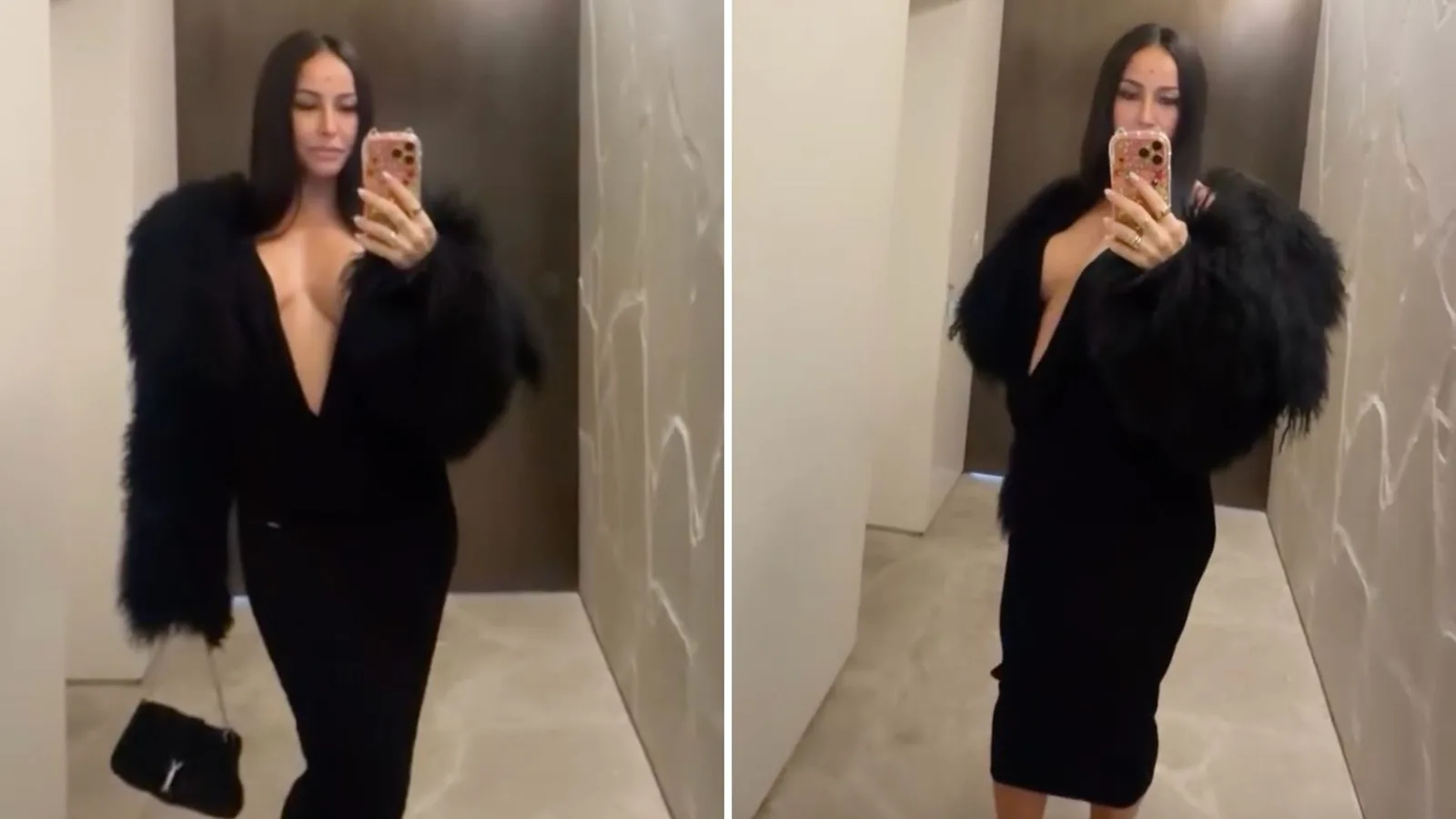 Sabrina Sato exibe look preto com decote e barriga marcada antes do trabalho