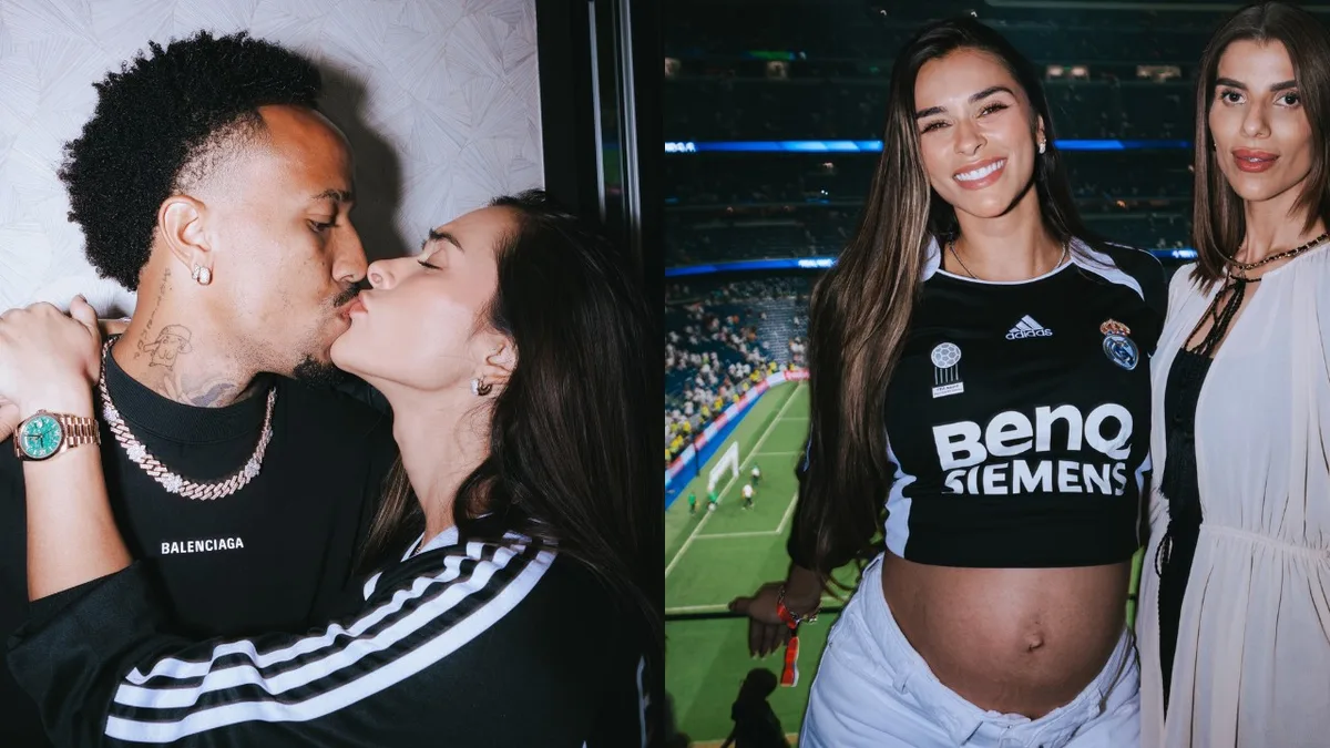 Tainá Militão acompanha jogo do Real Madrid e celebra marido nas arquibancadas