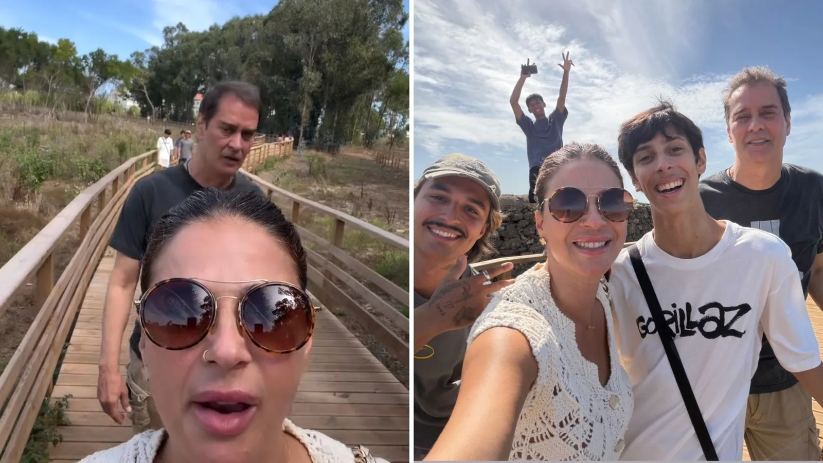 Carolina Villar e Marcello Antony visitam parque ecológico com os filhos em Sintra