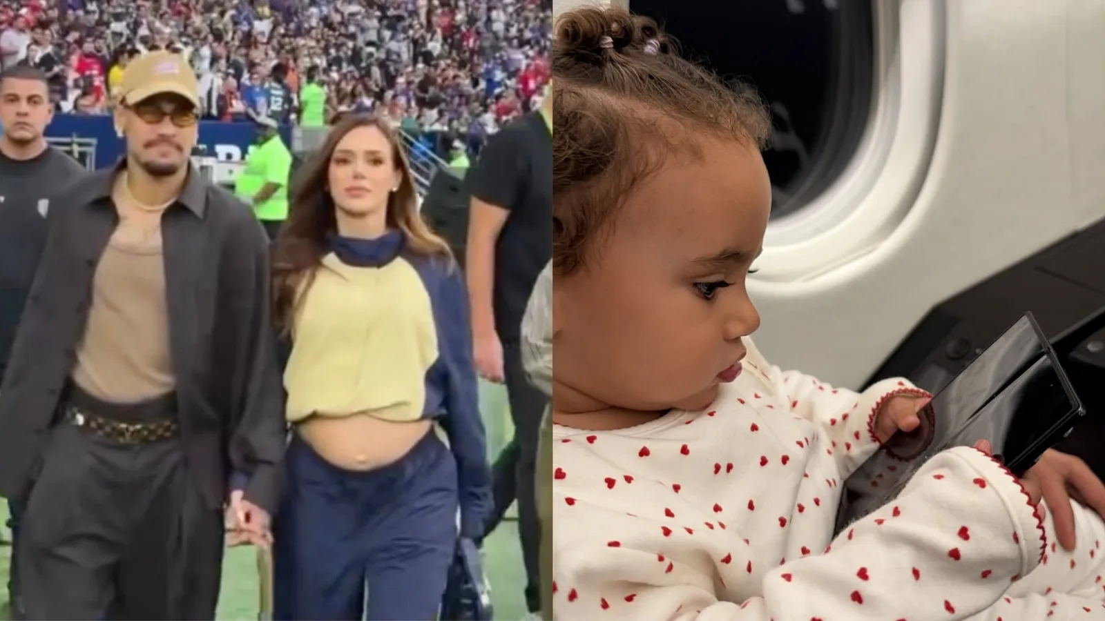 Neymar mostra Mavie durante voo após jogo da NFL no Rio