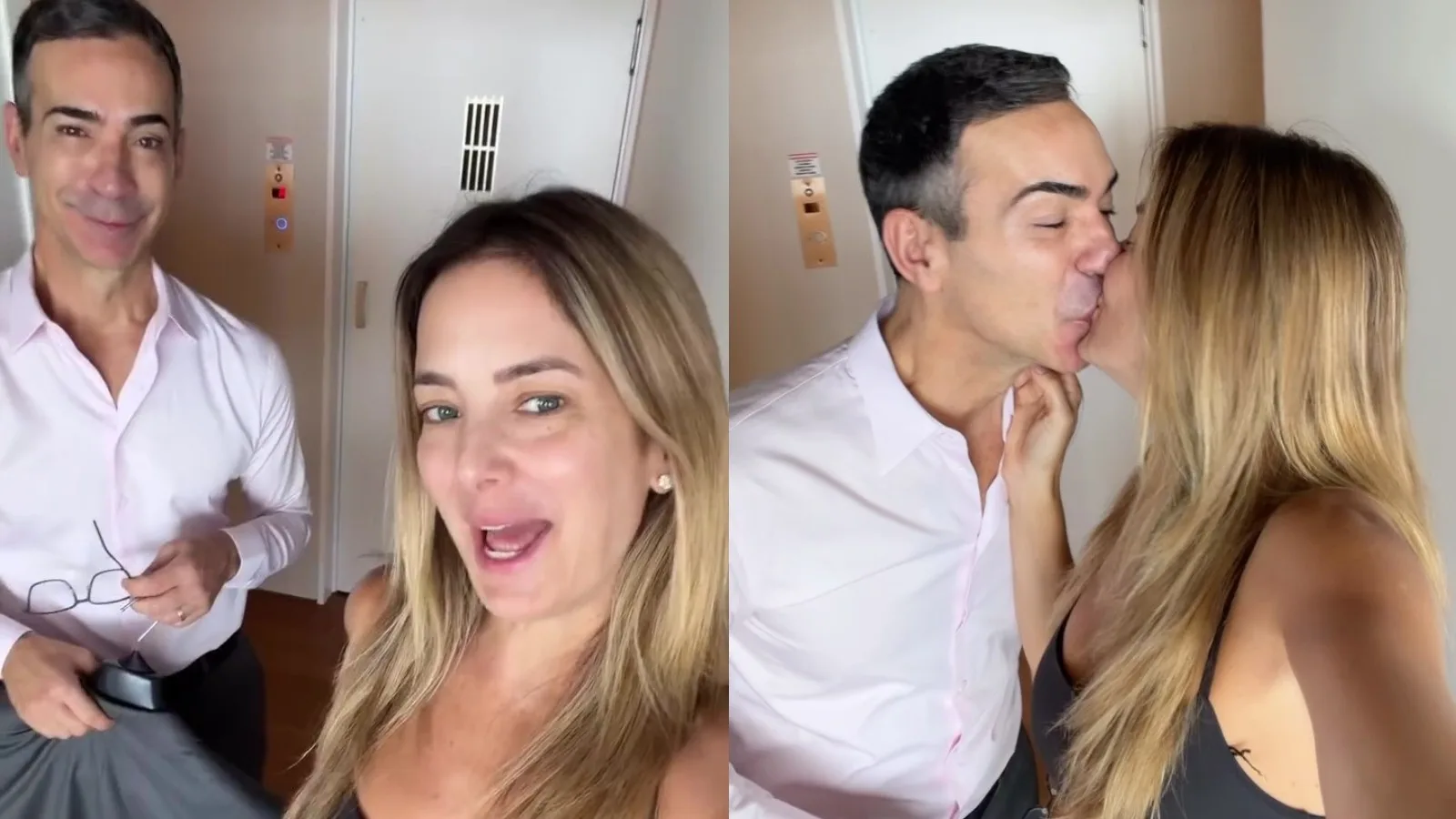 Ticiane Pinheiro recebe apoio de César Tralli antes de ensaio