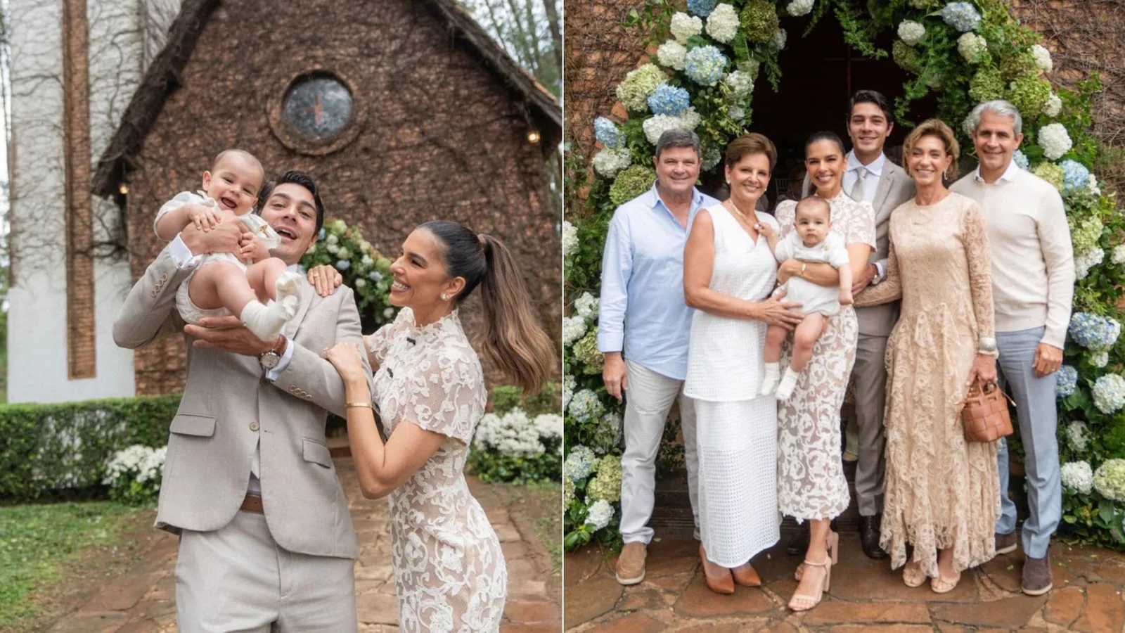Mariana Rios e Juca Diniz celebram batizado do filho Palo em São Paulo