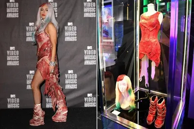 Vestido de carne usado por Lady Gaga segue exposto em Las Vegas