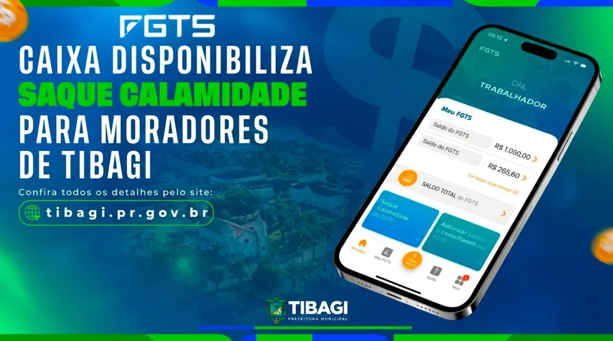 Tibagi tem saque do FGTS por calamidade disponível até dezembro