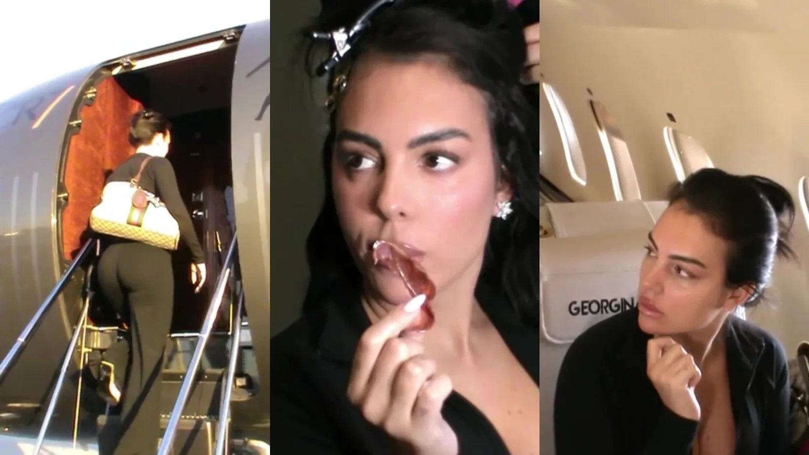 Georgina Rodríguez se arruma em jatinho de R$ 360 milhões rumo a Milão