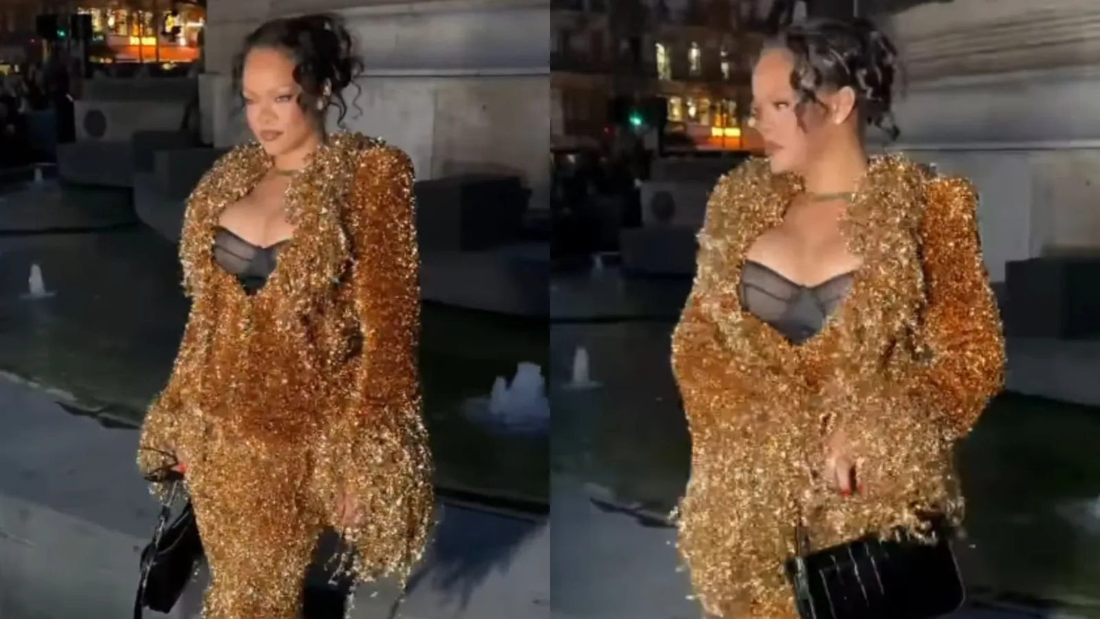 Rihanna chega à Semana de Moda de Paris com produção dourada