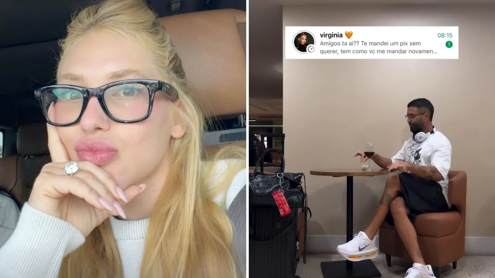 Virginia pede devolução de Pix enviado por engano, e amigo brinca com situação