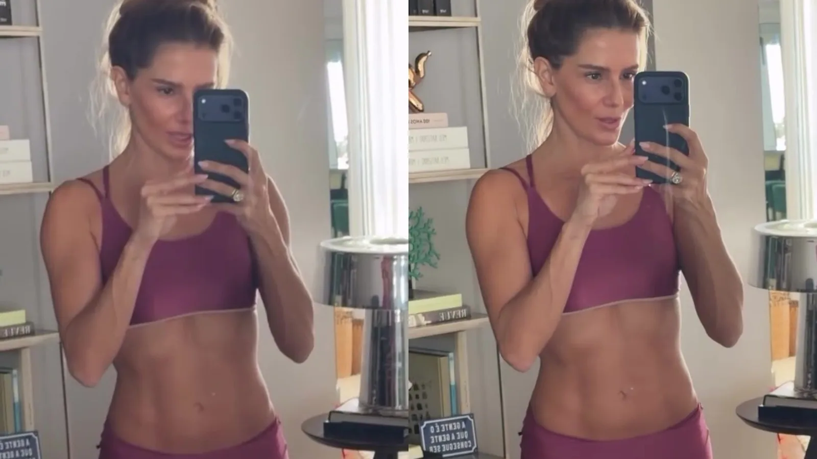 Deborah Secco mantém treino em casa após voltar ao Rio de Janeiro