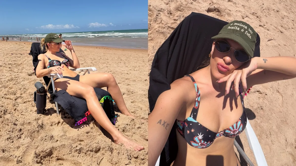 Lore Improta passa domingo na praia em Salvador com os filhos