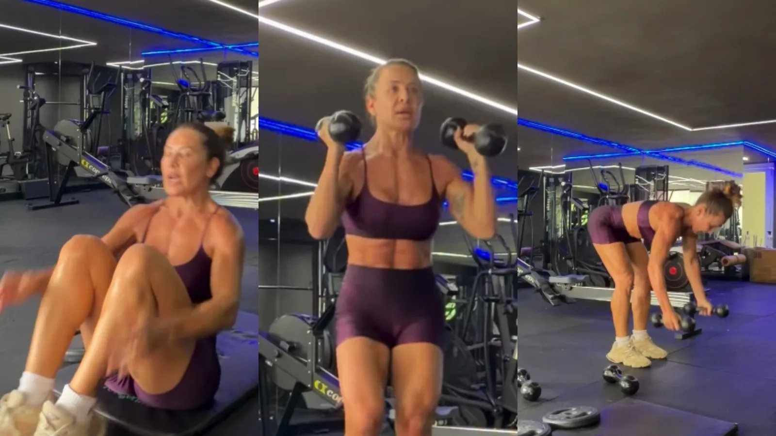 Scheila Carvalho mostra treino de musculação e físico definido