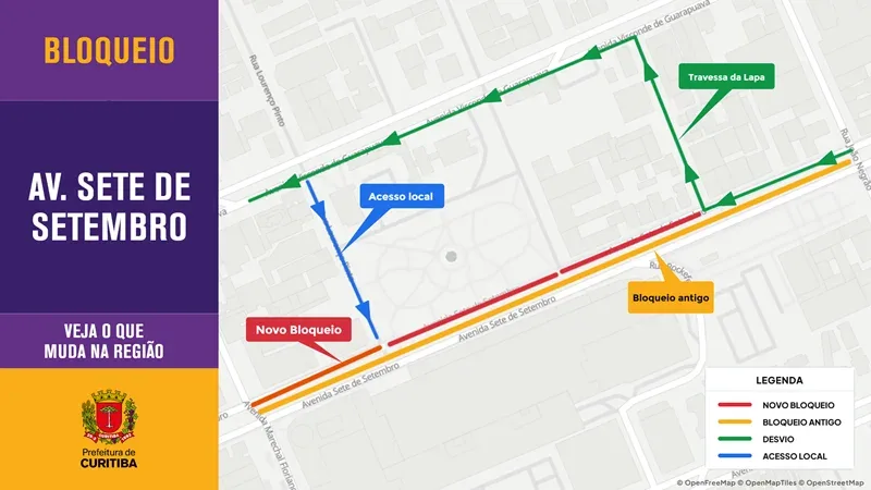 Obras do BRT mudam circulação na Avenida Sete de Setembro