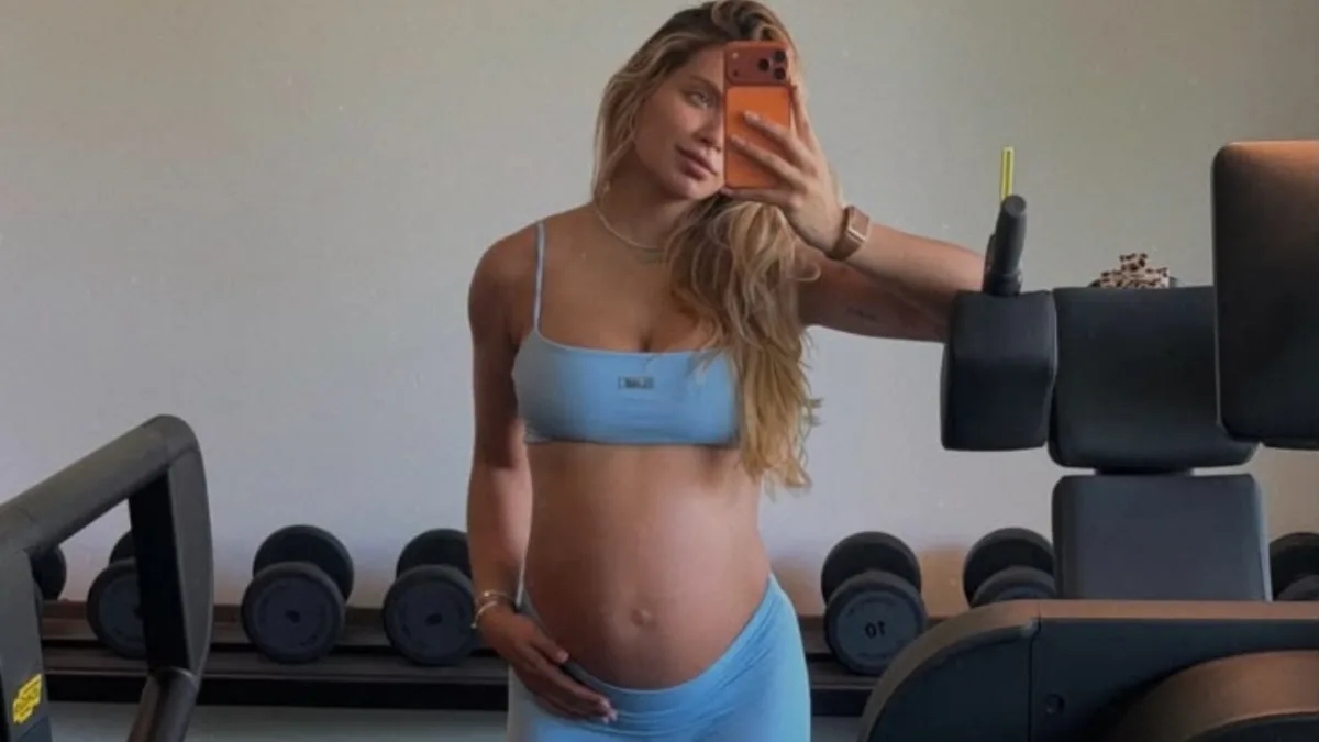 Gabriely Miranda mostra barriga de oito meses durante treino na academia