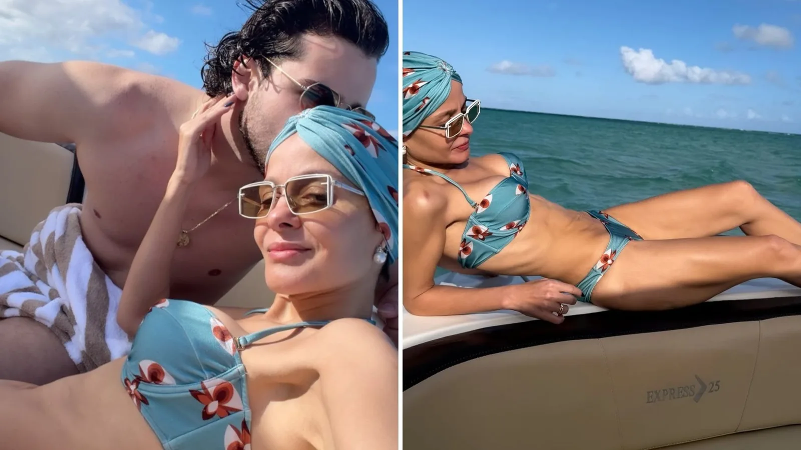 Maiara aparece em passeio de barco ao lado de Felipe Cavalliere
