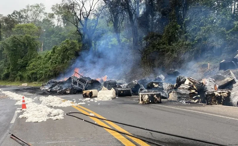 Bombeiros levam quase 10 horas para conter incêndio na BR-376