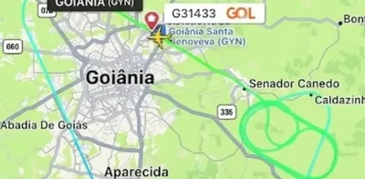 Rota registrada por aplicativo mostra retorno de voo da Gol a Goiânia