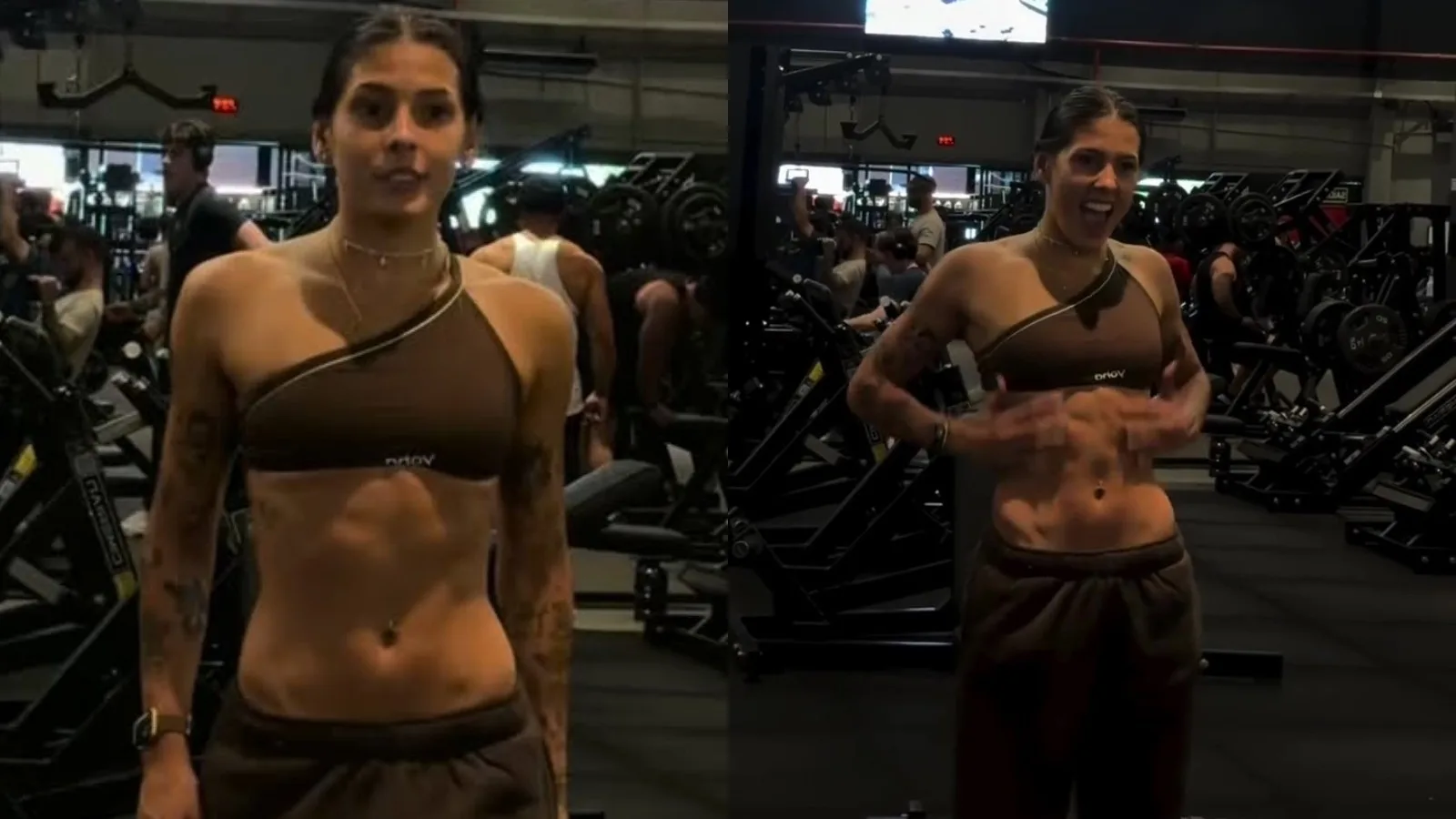Ana Castela mostra abdômen definido durante treino na academia