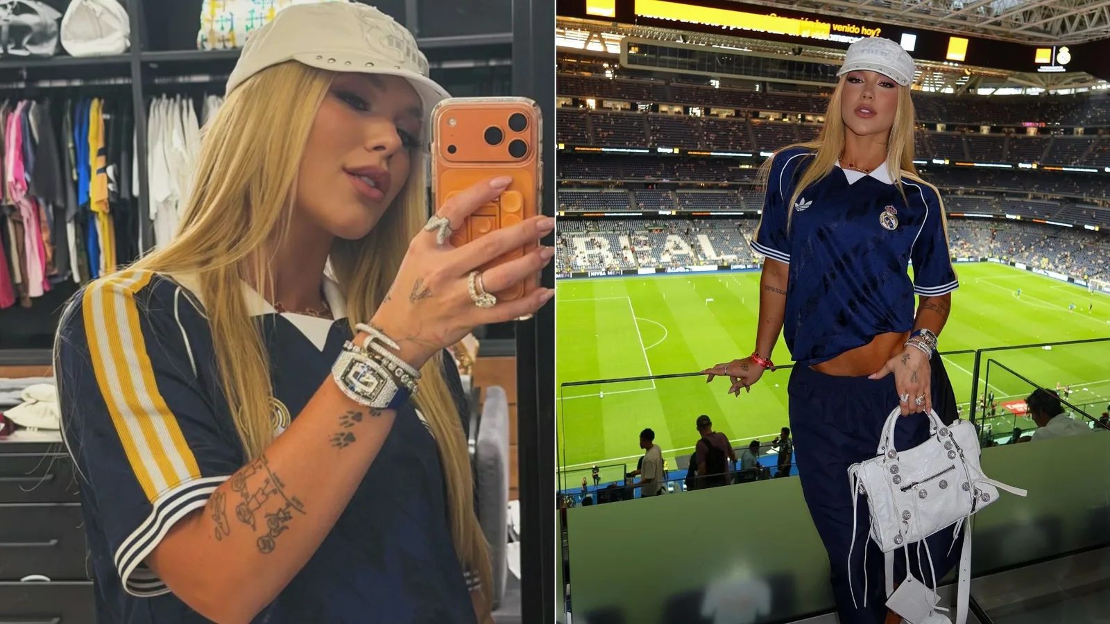 Virginia Fonseca acompanha partida do Real Madrid no Santiago Bernabéu